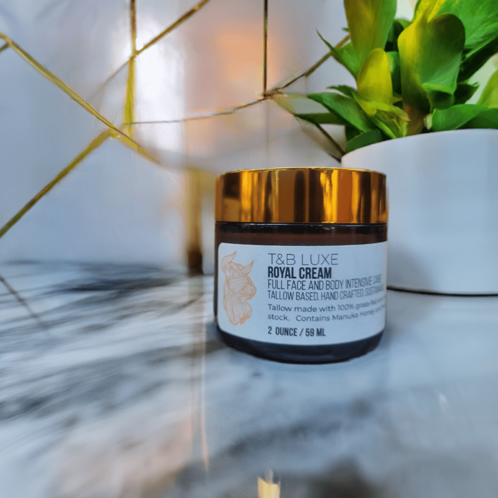 T&B Royal Whipped Tallow Skin Cream Intensive Care with Manuka Honey and Moringa Oil - T&B LUXE Tallow Balm with Manuka Honey All Natural 